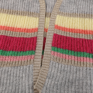 Cárdigan de punto de lana para mujer, suéter de rayas coloridas de manga larga, cárdigan personalizado, suéteres de mujer con bordado - Product Image 6