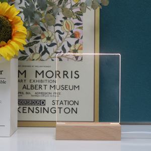 도매 지울 수 있는 메모 보드 DIY 무드등 빈 아크릴 <span class=keywords><strong>LED</strong></span> 조명 (나무 베이스 포함) - Product Image 2