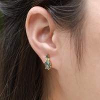 Boucles d'oreilles clous en agate mousse naturelle, argent sterling S925, bijoux botaniques vintage, cadeau unisexe tendance