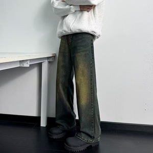 <span class=keywords><strong>Jeans</strong></span> <span class=keywords><strong>Lunghi</strong></span> da Uomo Stile Americano Retrò Lavaggio Scuro Blu Denim, Modello Dritto Ampio Casual, Fornitura Diretta dalla Fabbrica - Product Image 4