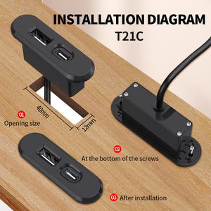 Đồ nội thất cuối bảng hình chữ nhật nhúng <span class=keywords><strong>USB</strong></span> Một Bộ sạc 5V 2A Loại C ổ cắm cho bảng phụ - Product Image 4
