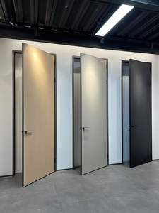 Puerta de madera de aluminio minimalista con marco invisible Puerta de madera de dormitorio de borde extremadamente estrecho de madera maciza ecológica - Product Image 2