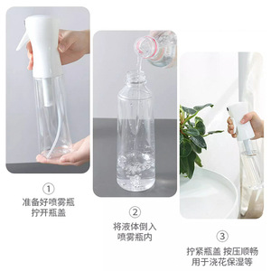 Transparent Spray <b>Bottle</b> 200ml 300ml 500ml High Pressure Fine <b>Mist</b> For Facial Toner Hair Styling - Product Image 2