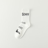 Chaussettes de dessin animé de chat heureux drôle pour femmes nouveauté coton Spandex équipage tricoté usage quotidien respirant et jetable pour l'automne
