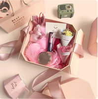 Boîte en papier octogonale à double porte personnalisée et créative, emballage de Noël pour cosmétiques et maquillage, boîte cadeau avec couvercle magnétique et ruban