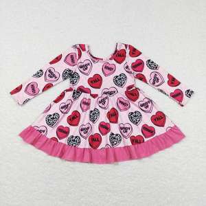 Ready Ship Wholesale Casual <b>Baby</b> Girls Spring Clothing Valentine's Day Western Cow Heart Print Polyester Long Sleeve <b>Button</b> Top - Product Image 2