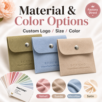 Pochette à bijoux ovale en microfibre avec logo personnalisé, bouton-pression, résistante aux rayures, emballage cadeau en gros OEM pour marques de bijoux