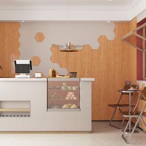 Self Adhesive Wood Hexagon <strong>PVC</strong> Wall Stickers Waterproof Wallpaper for Interior Wall Decoration - Product Image 5