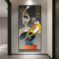 Peintures sur toile en porcelaine de cristal de luxe moderne, art mural abstrait géométrique et art encadré