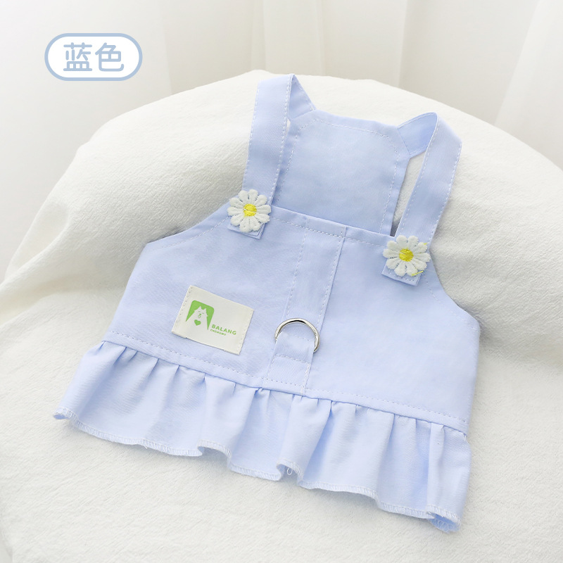 Robe à bretelles de couleur unie bleue avec bretelles