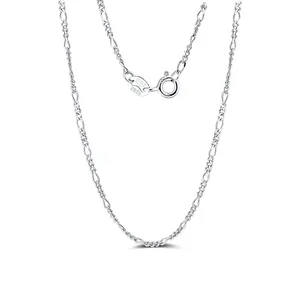 Gioielli personalizzati all'ingrosso italiano in argento Sterling 925 con taglio a diamante Figaro catena per donna uomo 1.7mm collana a maglie Figaro