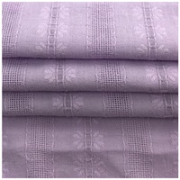 Tissu léger et résistant à l'abrasion en coton pur jacquard tissé ajouré à rayures, motif floral trèfle à quatre feuilles pour femme