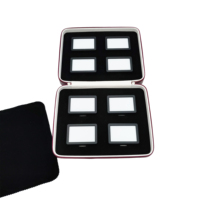 Ensemble de boîtes de présentation rectangulaires en plastique noir, blanc et argent pour pierres précieuses, avec sac à fermeture éclair pour revendeur