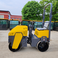Machine de compactage de rouleau de route à double tambour en acier de 1 tonne