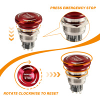 Bouton poussoir d'arrêt d'urgence métallique à verrouillage 22 mm, 12V-250V, trou de montage 7/8 po, type B, en acier inoxydable, 1NO 1NC avec prise
