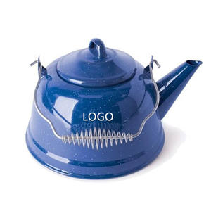 Tetera de 2,5 l para acampar al aire libre, picnic, esmaltado, logotipo personalizado, estampado de marca, tetera de agua y té moteado negro, tetera esmaltada con asa - Product Image 5