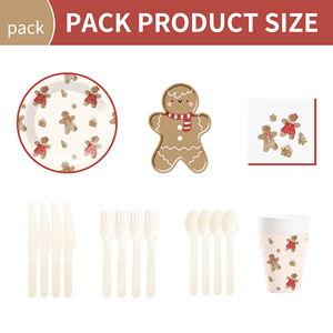 Juego de Platos Temáticos de Hombre de Jengibre Navideño DAMAI con Lazo, Incluye Platos y Vasos de Papel para Fiesta de Navidad - Product Image 6