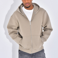 Sweat à capuche en polyester brillant pour homme, coupe ajustée, fermeture éclair, avec tissu interlock épais de poids moyen, tissu respirant