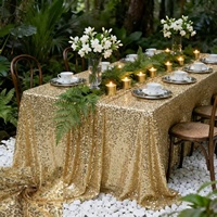 Nappe Ronde Géométrique en Maille à Petites Paillettes de 3mm pour Décoration de Mariage, Brillante, Anti-Poussière, Style Américain, pour Hôtels et Banquets