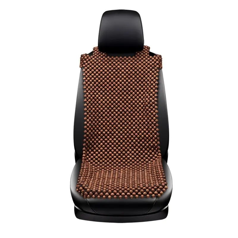 Accesorios para automóviles, cojín de asiento de verano para coche, funda de asiento de refrigeración universal transpirable, fundas de asiento de coche con cuentas de madera beige para coche