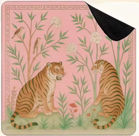 Tapis de mahjong pliable à imprimé léopard rose, écologique, résistant à l'eau, pour 4 joueurs, réduction du bruit, table en caoutchouc antidérapante, portable