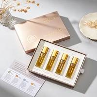 Boîte cadeau en papier rigide, design minimaliste de luxe pour 4 flacons de parfum de 10 ml, 15 ml, 20 ml, vaporisateur de parfum, coffret découverte