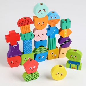 Children Intellectual Enlightenment Montessori Color Shape Sorters Wooden <b>Stacking</b> Puzzle Toys for Toddlers - Product Image 2