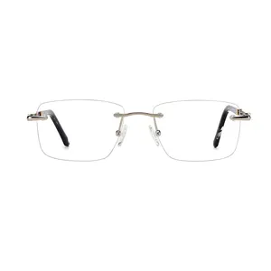 China Wholesale Men Female Eye Glass Clear Metal Frames Computer Rimless Frames Eyeglasses Optical Glasses