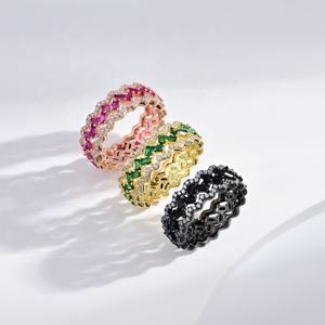 Anillo de compromiso de plata de ley 925 con piedra de color, chapado en oro, delicado, geométrico, con circonita verde, para mujer. - Product Image 4