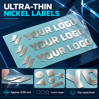 Autocollants de transfert de logo en nickel électroformé ultra-minces personnalisés, étiquettes métalliques autocollantes pour l'électronique