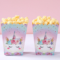 Fournitures de fête de licorne boîte à pop-corn en papier boîte à biscuits de licorne boîte d'emballage de collation de nourriture de bonbons décoration de fête d'anniversaire de douche de bébé
