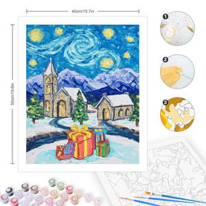 CHENISTORY - Pintura por Números DIY, <span class=keywords><strong>Paisaje</strong></span> Nevado Navideño, Cuadro por Números, Regalo, Pintura Acrílica, Decoración de Pared Hecha a Mano - Product Image 3