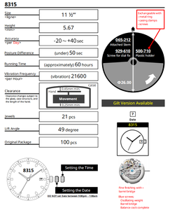 อะไหล่นาฬิกาจักรกลอัตโนมัติ Miyota 8315 ของแท้จากญี่ปุ่น ผลิตโดยผู้ผลิตนาฬิกาข้อมือหรูหราแบบ OEM ODM ที่สามารถปรับแต่งได้ - Product Image 4