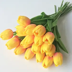 Z191 Wholesale artificial black yellow silicon tulip bouquet plastic tulip flower lights