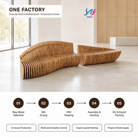 Banc d'attente extérieur commercial multi-personnes en bois massif nordique, design paramétrique moderne, durable et écologique