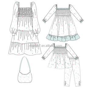 Vêtements filles appliques <span class=keywords><strong>de</strong></span> Noël haut pour fille ensemble <span class=keywords><strong>de</strong></span> robes à bretelles à carreaux haut et robe dos nu tenues 2 pièces pour filles - Product Image 5