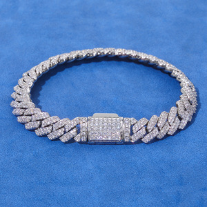 Pulsera de eslabones rombos con cierre abatible, cadena cubana de doble fila, joyería de circonita, Tanjing - Product Image 1