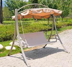 Silla Colgante de Metal de Lujo para Exteriores, Estilo Moderno, Bali, Europeo, para Jardín, con Toldo, para 3 Personas - Product Image 3