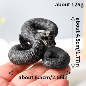 Pietra preziosa naturale scolpita a mano realistica statua di serpente di cristallo udito pietra animale scultura per la decorazione Fengshui - Product Image 2