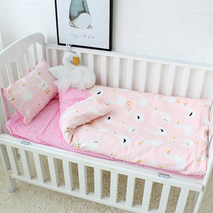 Rosa cartorn de 100% algodón 3 pieza <span class=keywords><strong>cuna</strong></span> ropa de cama edredón hoja polvo para bebé - Product Image 1