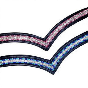 3 rangées de cravates de selle personnalisables Arena Glass Crystal DD avec base en cuir, rembourrage en néoprène, boucle à clous et grip en caoutchouc, taille intérieure Full Cob - Product Image 1