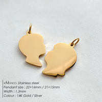 EManco Dropshipping Pendentif Breloque DIY en Acier Inoxydable Motif Tête de Fille, Apprêts Géométriques pour la Fabrication de Colliers, Vente en Gros