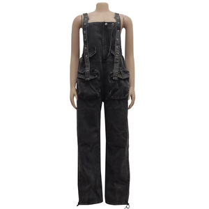 Combinaisons en jean tendance à la mode, dernières tendances 2026, polyvalentes, pour femmes, jambes larges, salopettes amples, pantalon à bretelles, combinaison en jean pour femmes - Product Image 4