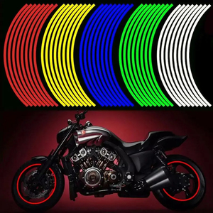 1 Paire d'autocollants de jantes de moto en PVC de 18 pouces, autocollants de roues modifiés, autocollants réfléchissants pour pneus, vente en gros - Product Image 6