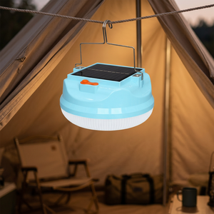 ไฟ LED พลังงานแสงอาทิตย์แบบรวมพร้อมพอร์ต USB สำหรับชาร์จไฟ แผงไฟสำหรับตั้งแคมป์ DC5V-6V 300W พร้อมแผงโซลาร์เซลล์ ขนาดเส้นผ่านศูนย์กลาง 14 ซม. วัสดุ PP แบตเตอรี่ 3x1200mAh ปรับความสว่างได้ 3 ระดับ - Product Image 4