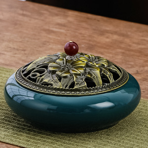 Quemador de incienso de cerámica Celadon para el hogar, suministros budistas, quemador de incienso, horno de grietas de hielo de sándalo, quemador de incienso grande - Product Image 6