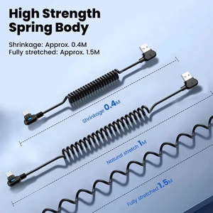 <span class=keywords><strong>Cable</strong></span> <span class=keywords><strong>de</strong></span> <span class=keywords><strong>Carga</strong></span> Rápida USB C <span class=keywords><strong>de</strong></span> 120W 6A, <span class=keywords><strong>Cable</strong></span> <span class=keywords><strong>de</strong></span> Datos con Resorte Extensible en Forma <span class=keywords><strong>de</strong></span> Codo para iPhone, <span class=keywords><strong>Samsung</strong></span>, Xiaomi, Huawei, <span class=keywords><strong>Cable</strong></span> Tipo C para <span class=keywords><strong>Carga</strong></span> en Auto - Product Image 2