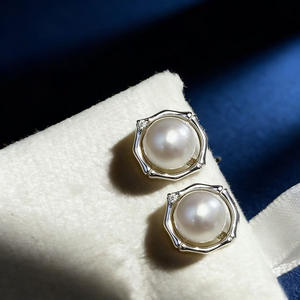 22707 DIY <b>Pearl</b> Accessories S925 <b>Silver</b> Fine Stud <b>Earrings</b> with 6-7mm Round Gold <b>Silver</b> Jewelry with Empty Stand and Earnail - Product Image 2