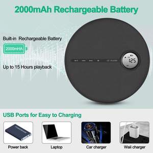 Reproductor de CD Portátil Recargable con Bluetooth, Altavoz Integrado, Batería Recargable, Reproducción de MP3, Caja de Audio para Viajes, Entrada USB y AUX - Product Image 2