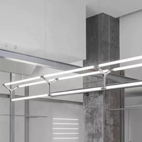 Lustre long en acier inoxydable de style Mazar, design minimaliste, pour hall d'entrée, café, bar, luminaire suspendu créatif à LED